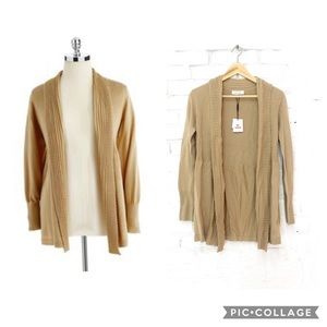 CK Wool Blend Flyaway Light Shawl Cardigan Beige